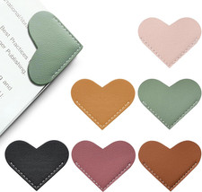 Leather Heart Bookmarks - Set of 6 Cute Corner Page Markers for Readers