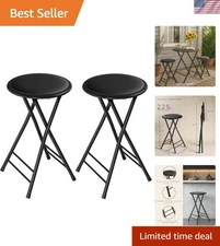 Compact Set of 2 Backless Folding Stools - 24 Inch, Ideal for Small Spaces