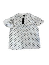 Banana Republic, Women  s Blouse, Black Sheer Dot Flutter Sleeve Top, NWT