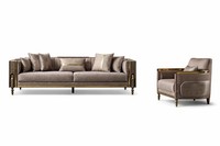 Wohnzimmer-Set 4-Sitzer-Sofa Sessel Art Deco Stil Weiches Sofa Neu