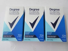 Degree Clinical Protection Shower Clean 72H Solid Deodorant 1.7 oz 3PACK *NEW*