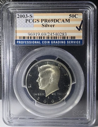 2003-S Silver Proof Kennedy Half Dollar PCGS PR69 DCAM American Flag Label (283)