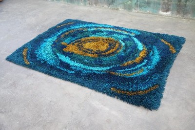 Large 8x12 1960s Ege Tæpper Sun Burst Rya Danish Mid Century Rug