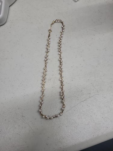 Vintage Napier Necklace Faux Pearl Braided Gold Tone Chain 16" Signed Jewelry - Picture 2 of 4