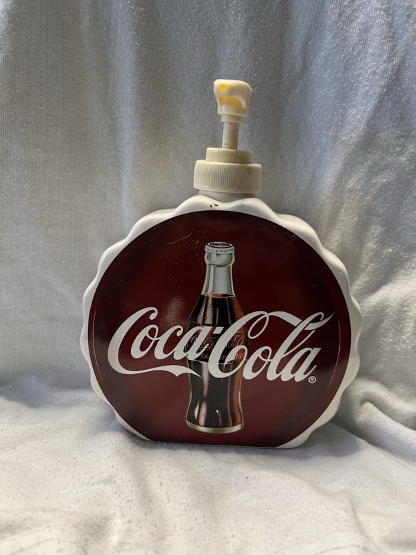 Coca-Cola Soap Dispenser Plastic Red White Bathroom Freestanding