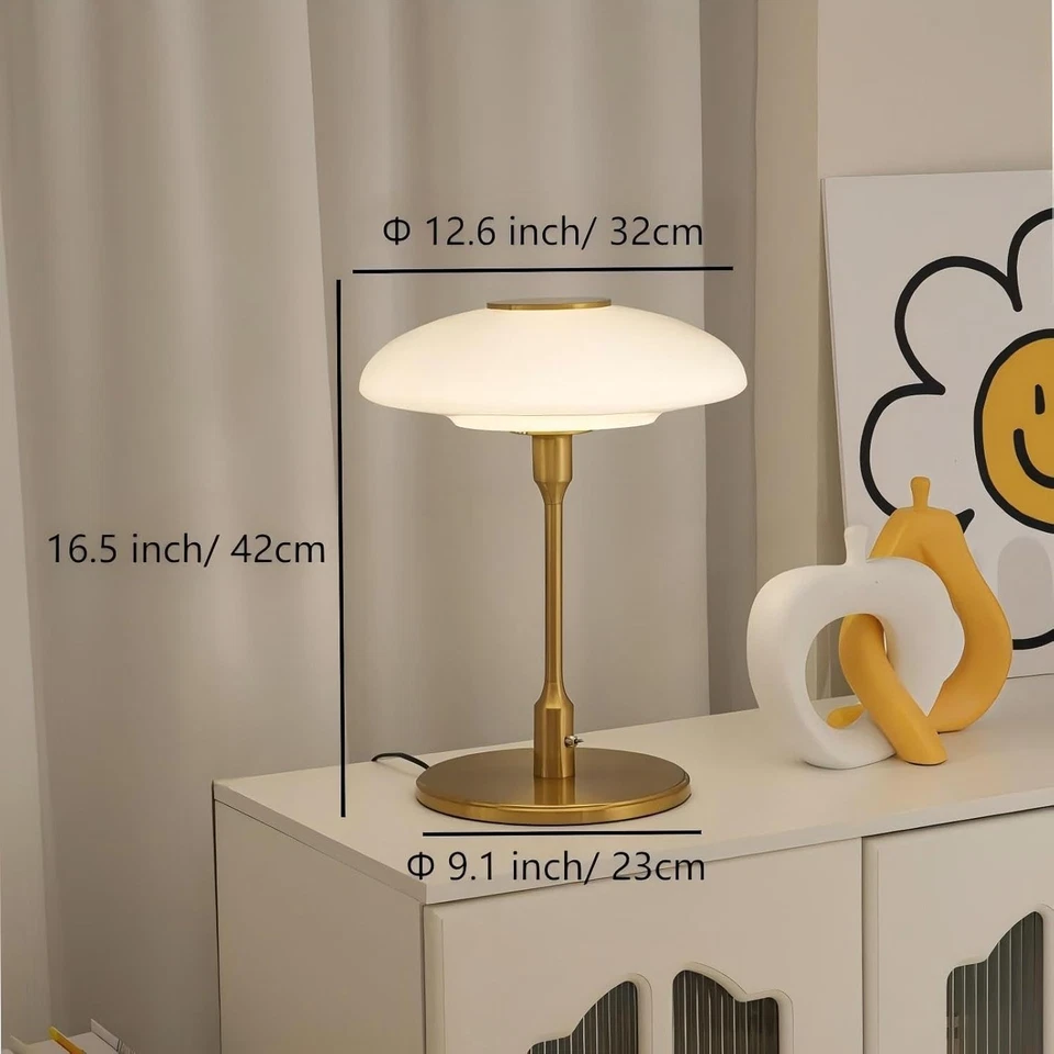 Lámpara de Mesa ZeniLife, Lámpara de Mesita de Noche Moderna de Metal y Vidrio, Lámpara de Mesa Decorativa Foto 3 de 4