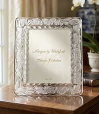 Marquis by Waterford Crystal 8x10 Picture Frame Frosted Hibiscus Floral RETIRED