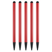 5pcs 2 in 1 Phone Touch Screen Pen Resistive Stylus Pen Aluminum Alloy, Red