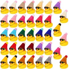 36 Pcs Mini Rubber Ducks with Hats Necklace and Sunglasses Small Rubber Float...