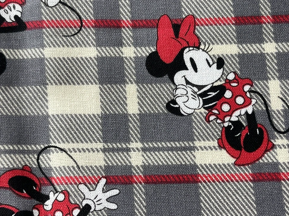 Tina Scrap 13.5"x43" Disney Mickey & Minnie Mouse Plaid Red Gray Cotton Fabric - Image 2 of 3