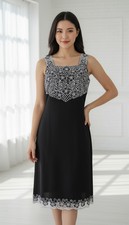 Hibis Lace Works Women's Dress Sleeveless Embroidered Black Size M