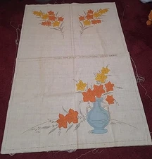 American Thread Co Star Thread 606B 3 Pc Set Antique Fabric Embroidery Panel 