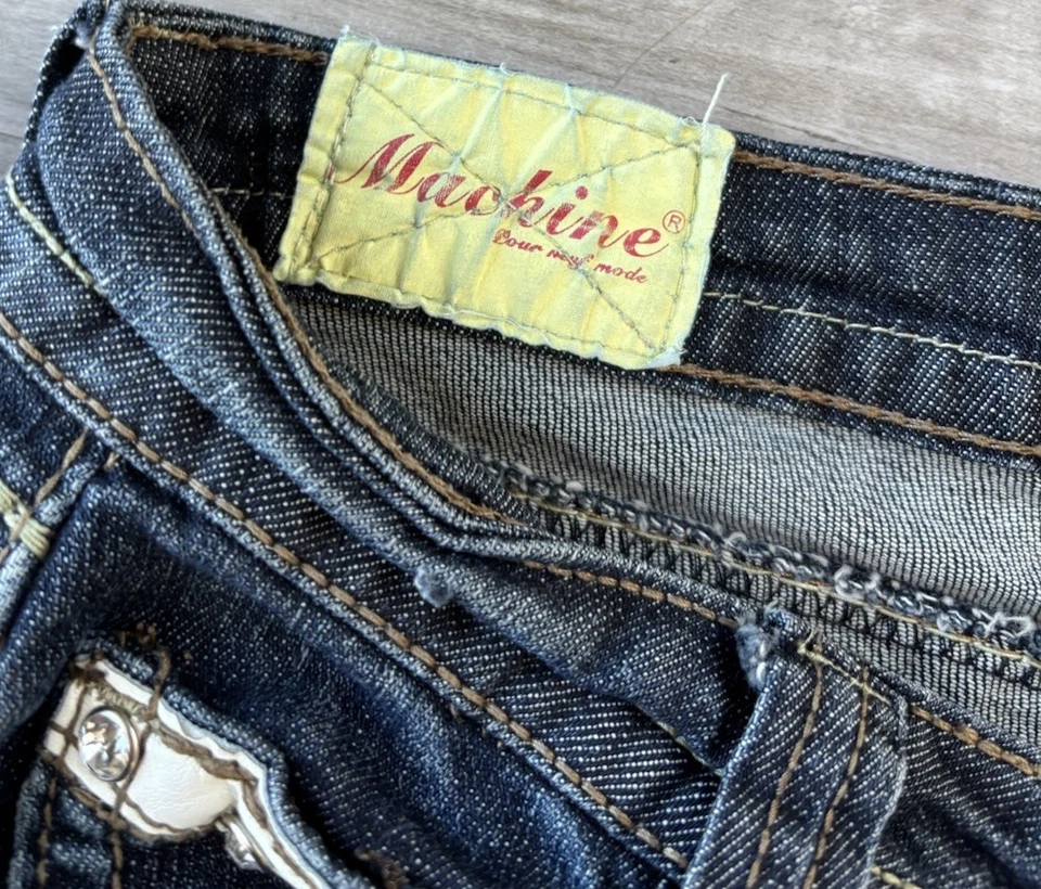 Machine Jeans Womens Size 5 / 28 Made In Italy Slim Straight Long Distressed - Image 4 of 4