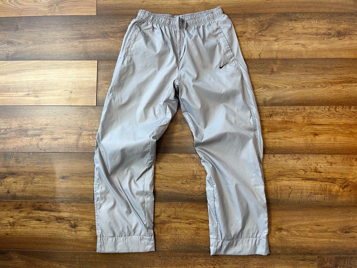 Vintage Y2K Nike Nylon Swoosh Baggy Track Pants Joggers Silver