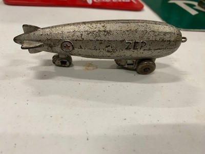 Vintage Original Cast Iron ZEP Zeppelin Blimp Toy 4'' Arcade Kenton Hubley