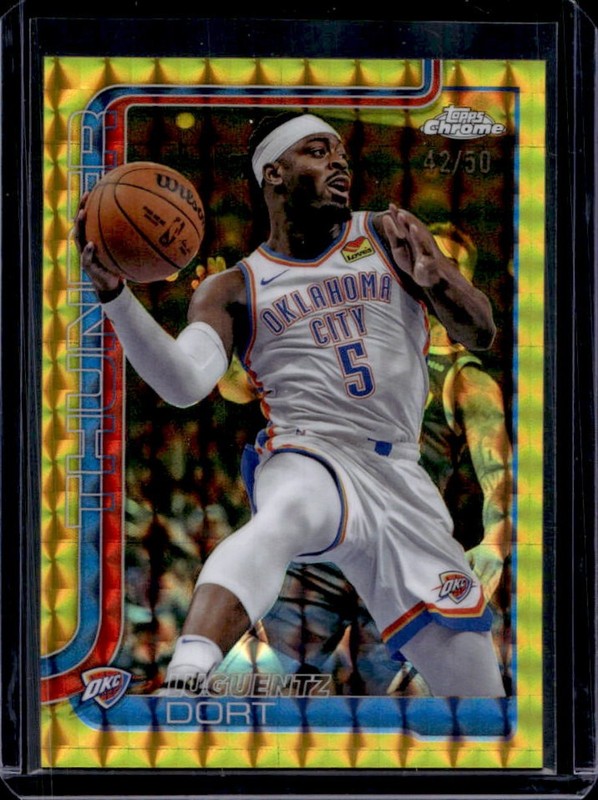 2025-26 Topps Chrome Luguentz Dort Geometric Gold Refractor #/50 Thunder