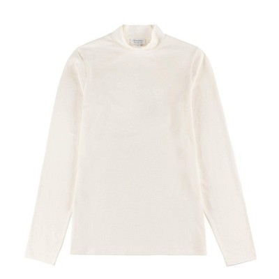 Sunspel Womens Mock Neck L/S Top Ecru