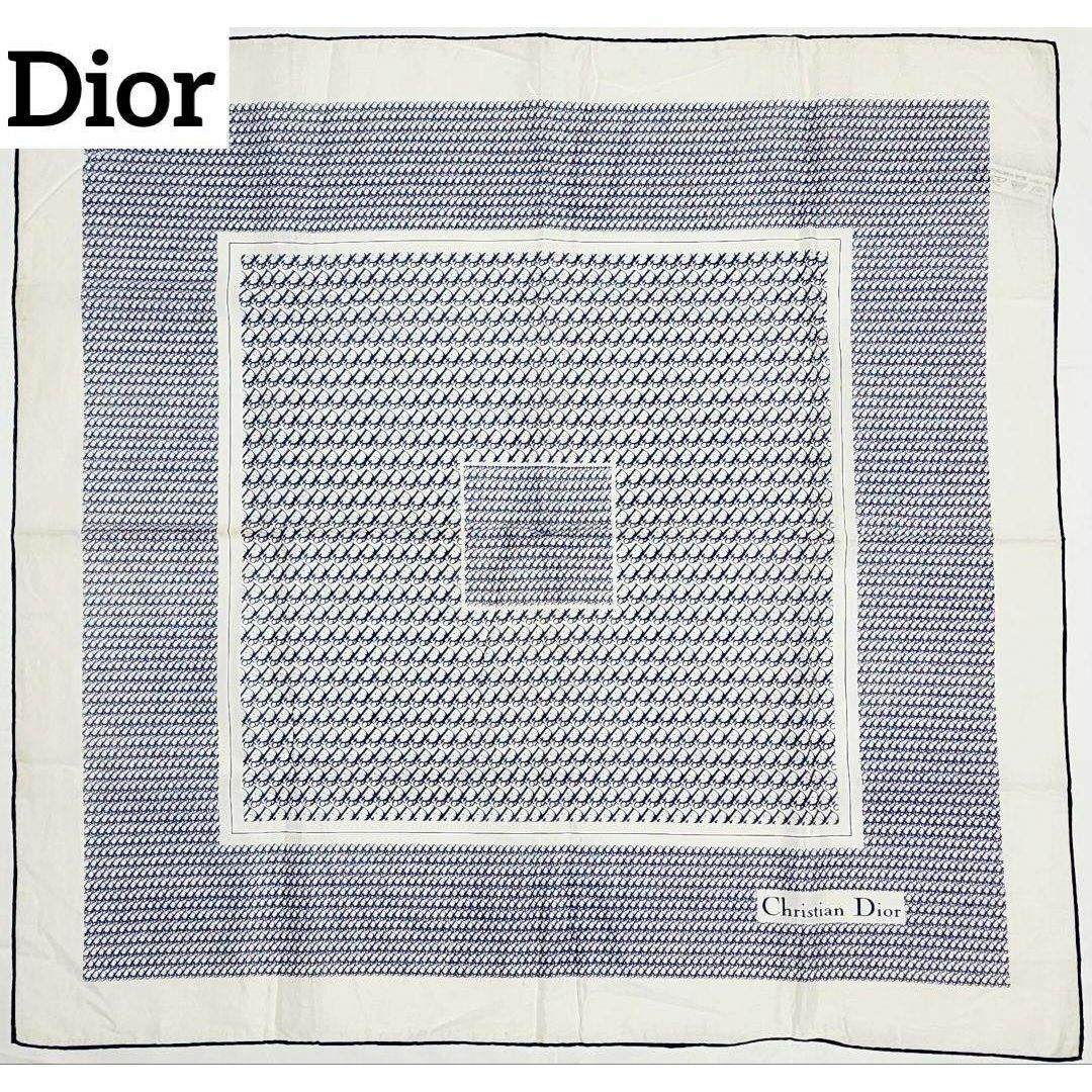 Dior Trotter Retro Navy Blue Silk Handkerchief Scarf
