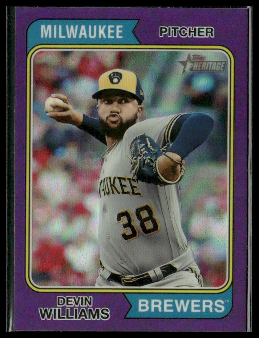 Devin Williams 2023 Topps Heritage Chrome Purple Refractor #656 Brewers
