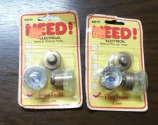 LOT OF 2-pack Screw In Fuse BASE HOUSE PLUG FUSES  6 total NEW (new old stock)
