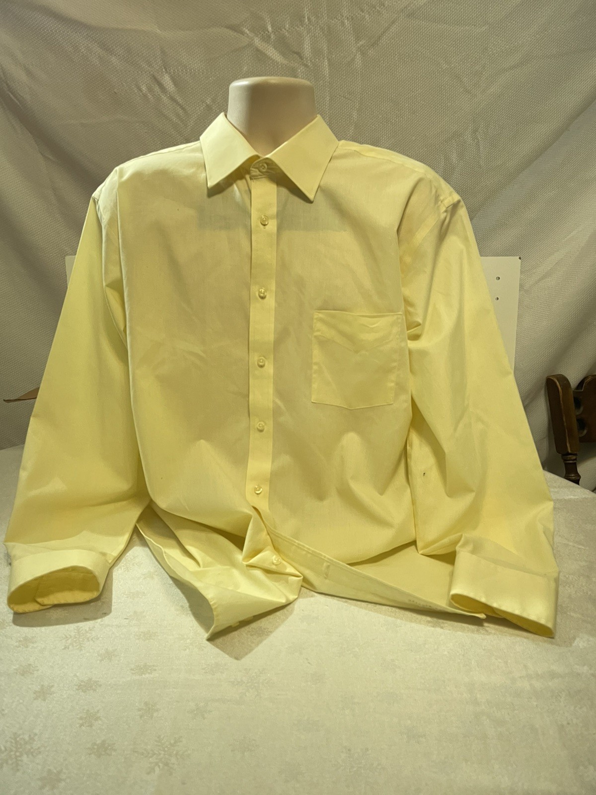 Stafford Essentials Yellow Button Long Sleeve Dre… - image 1