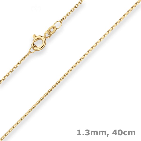 1,3Mm Ankerkette Diamantiert Collier Aus 585 Gold Gelbgold 40Cm Mit ZwischenöSe-image