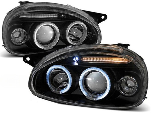 Scheinwerfer Paar Opel Corsa B 93-00 Angel Eyes Schwarz-image