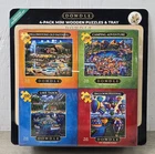 DOWDLE 4-Pack Mini Wooden Puzzles & Tray Outdoor Adventure Set - 7"x9" Each NEW!