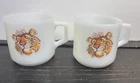 Vintage Fire King Esso Exxon Tiger Milk Glass Coffee Mugs Lot of 2