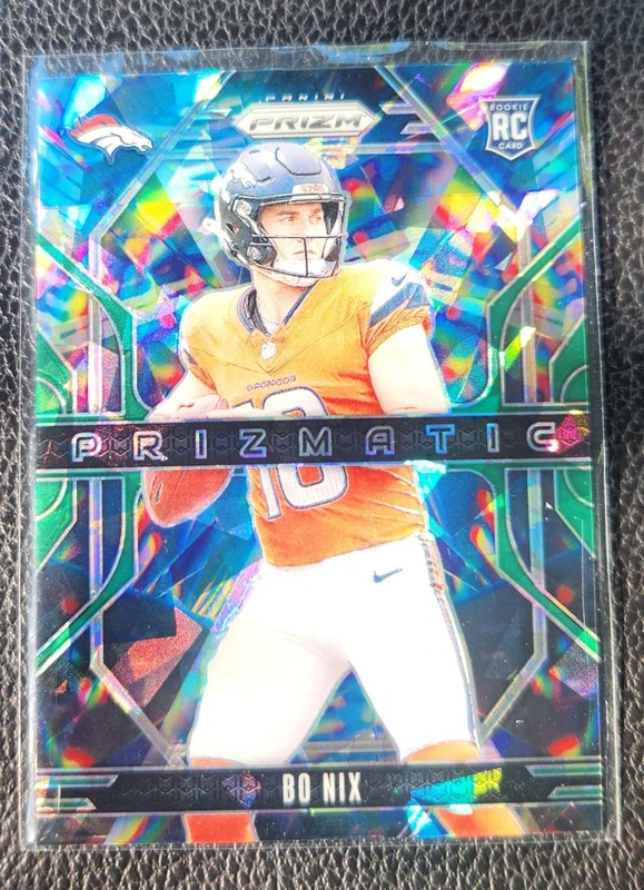 2024 Panini Prizm Prizmatic Green Cracked Ice Prizm Bo Nix #11 Rookie RC 🔥🏈🔥