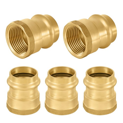 5 Pcs 1/2 Inch Copper Press x 1/2 Inch Female NPT Thread Adapter Brass Fitting