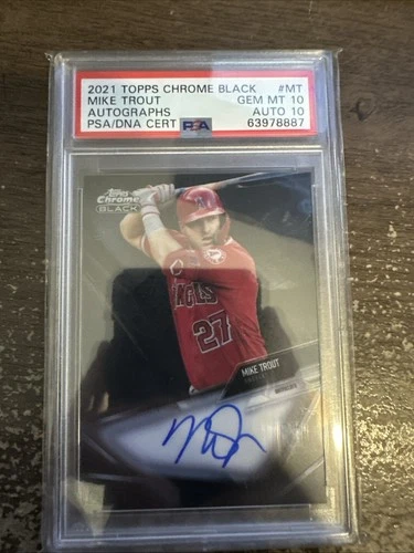 2021 Topps Chrome Black Mike Trout Auto Orange Ref #MT Gem Mint 10 Auto 10