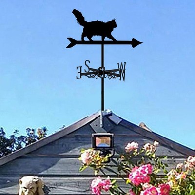 Wetterfahne aus Metall mit Katzenmotiv, Gartendekoration, Windfahne für