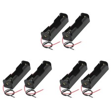 6 Pcs Black 18650 Flat Tip Batteries Battery Holder Case W Wire Leads B7U68817