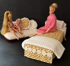 Vintage Barbie 1970’s Dream House Furniture Bed And Sofa Set Custom Bedding