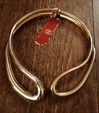 New House of Harlow 1960 Gold Mod Asymmetric Open Metal Collar Chocker Necklace