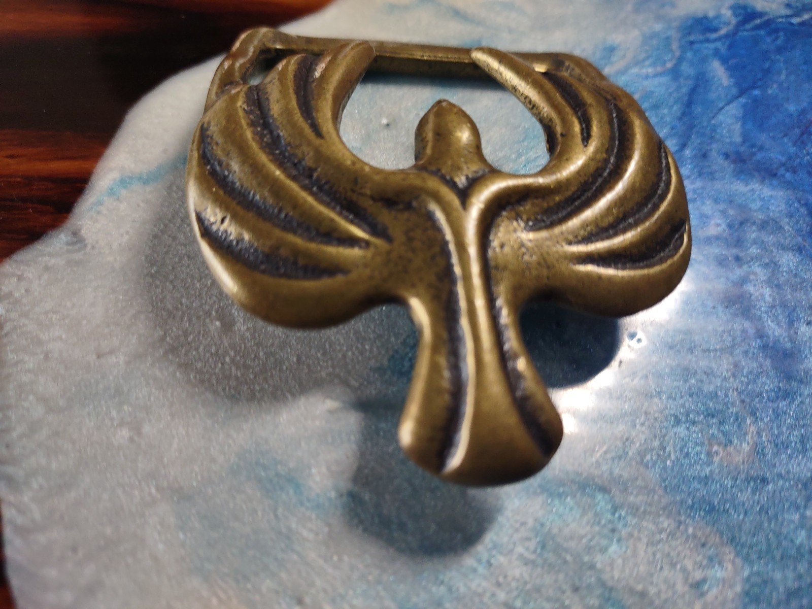 Phoenix Belt Buckle Trinity Solid Brass Eagle  70s - image 5