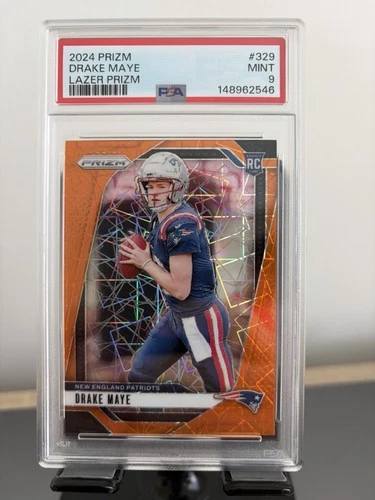 2024 Panini Prizm Drake Maye #329 Lazer Prizms PSA 9 Rookie Patriots