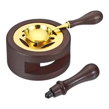 Wax Seal Kit, 1 Set Wax Seal Warmer Melting Spoon Wax Seal Stamp Handle, Brown