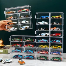 4Pcs Car Display Case 1/64 Scale Compatible With Hot Wheels 32 Compartments