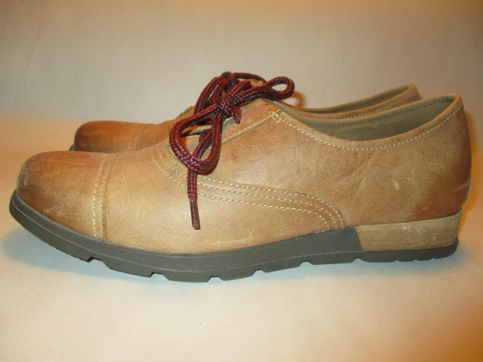 Oxfords femininos Sorel 2232-286 biqueira de couro marrom claro com cadarço 12 acolchoados - Imagem 4 de 4