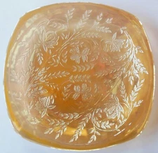 Jeannette Glass Iridescent Floragold Louisa 8 1/2" Square Dinner Plate