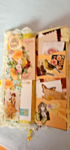 PRETTY SOFT COVER TALL SLIM STYLE JUNK JOURNAL VINTAGE YELLOW THEMED EPHEMERA - Picture 5 of 24