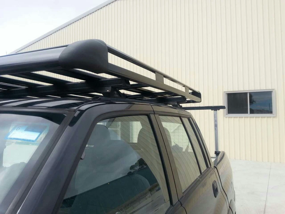 160x110cm  Black Coated Aluminium Car/4WD Roof Rack Luggage Basket + 2xCross Bar - image 4 of 4