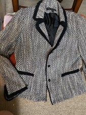 Nipon Boutique Women  s Black White multi-color Trimmed Blazer Jacket Sz 10 EUC