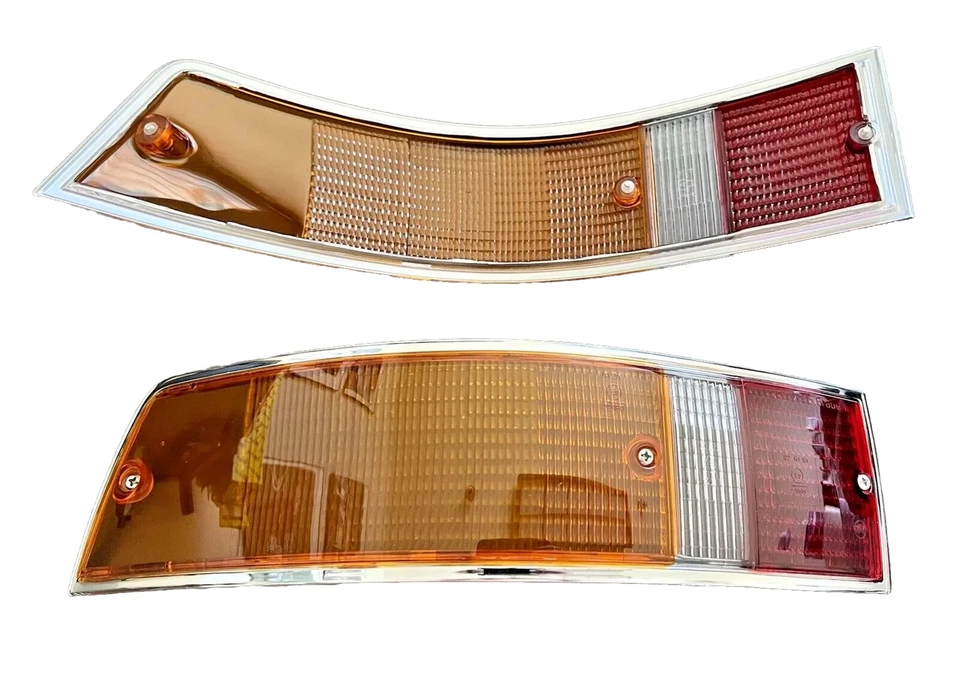 Lente luz trasera señal de giro para Porsche 911 912 930 69-89 euros - moldura plateada Foto 3 de 3