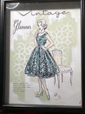 Glamour Home Fashion Sketch 1964 Print Framed Signed Barrett 