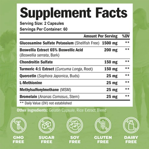 Glucosamina Condroitina Cúrcuma y MSM 2100mg - Soporte articular - Imagen 2 de 13