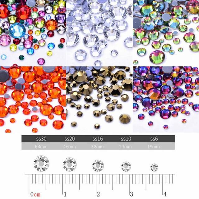 Mixed Sizes 1000pcs SS6~SS30 Hot Fix Iron On Czech Crystal Glass Rhinestones lot