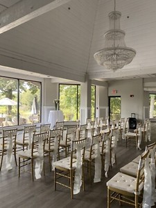 Lot Of 200 Ct. Wooden Chiavari Chairs, Stackable Gold And Black